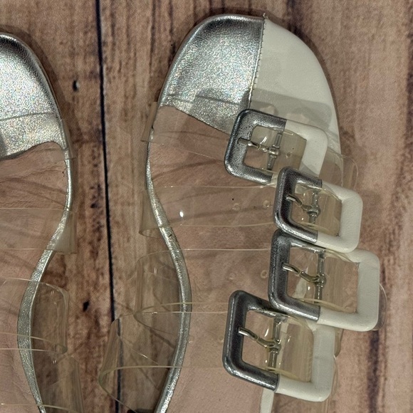 CECELIA New York women’s Lincoln Silver Slide Sandals with Clear Straps/size 6 - Picture 11 of 12